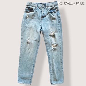 Kendall & Kylie Distressed Cropped Jeans - 25